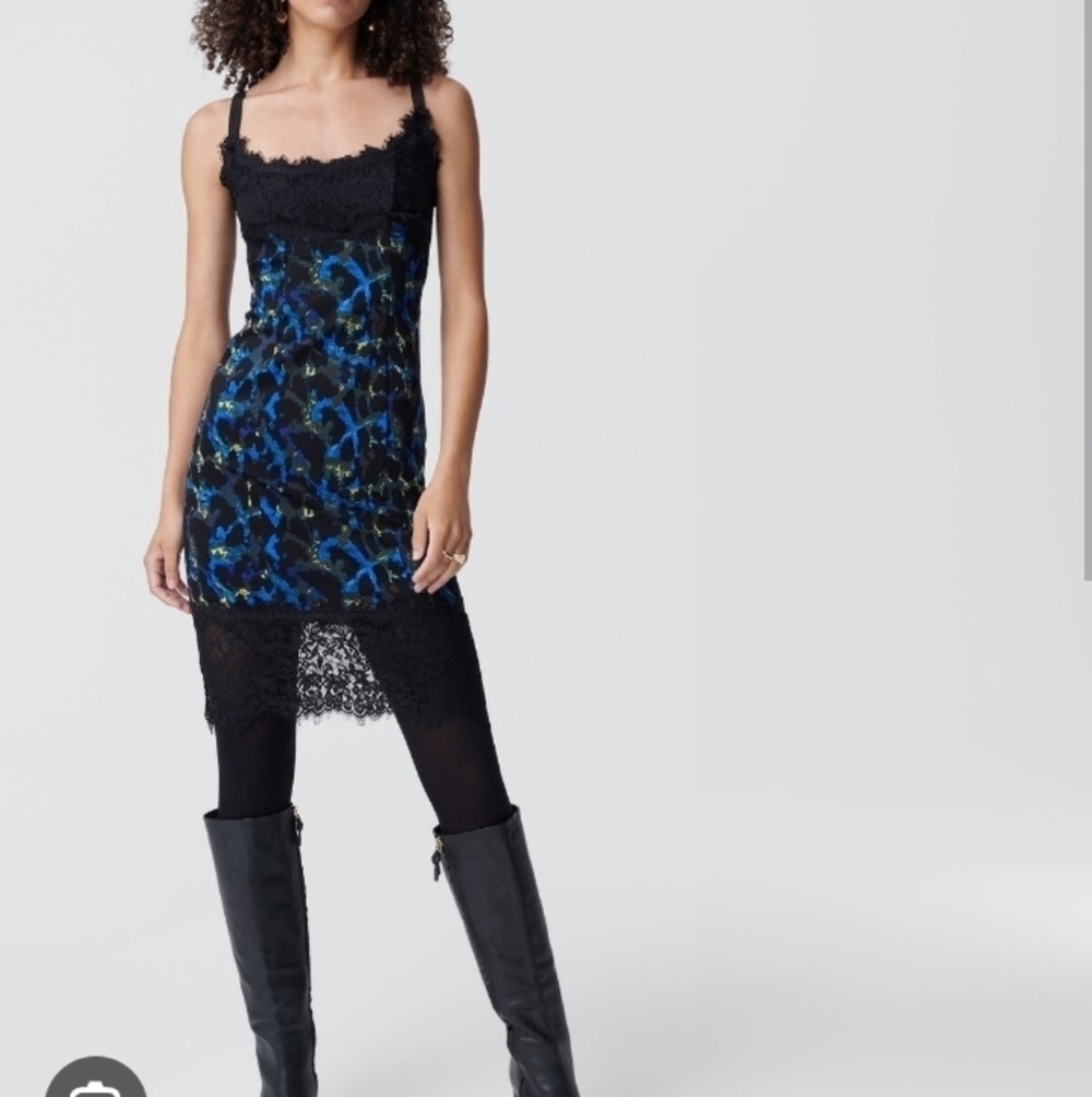 Diane Von Furstenberg Esmeree Dress in Leopard Sapp Blue